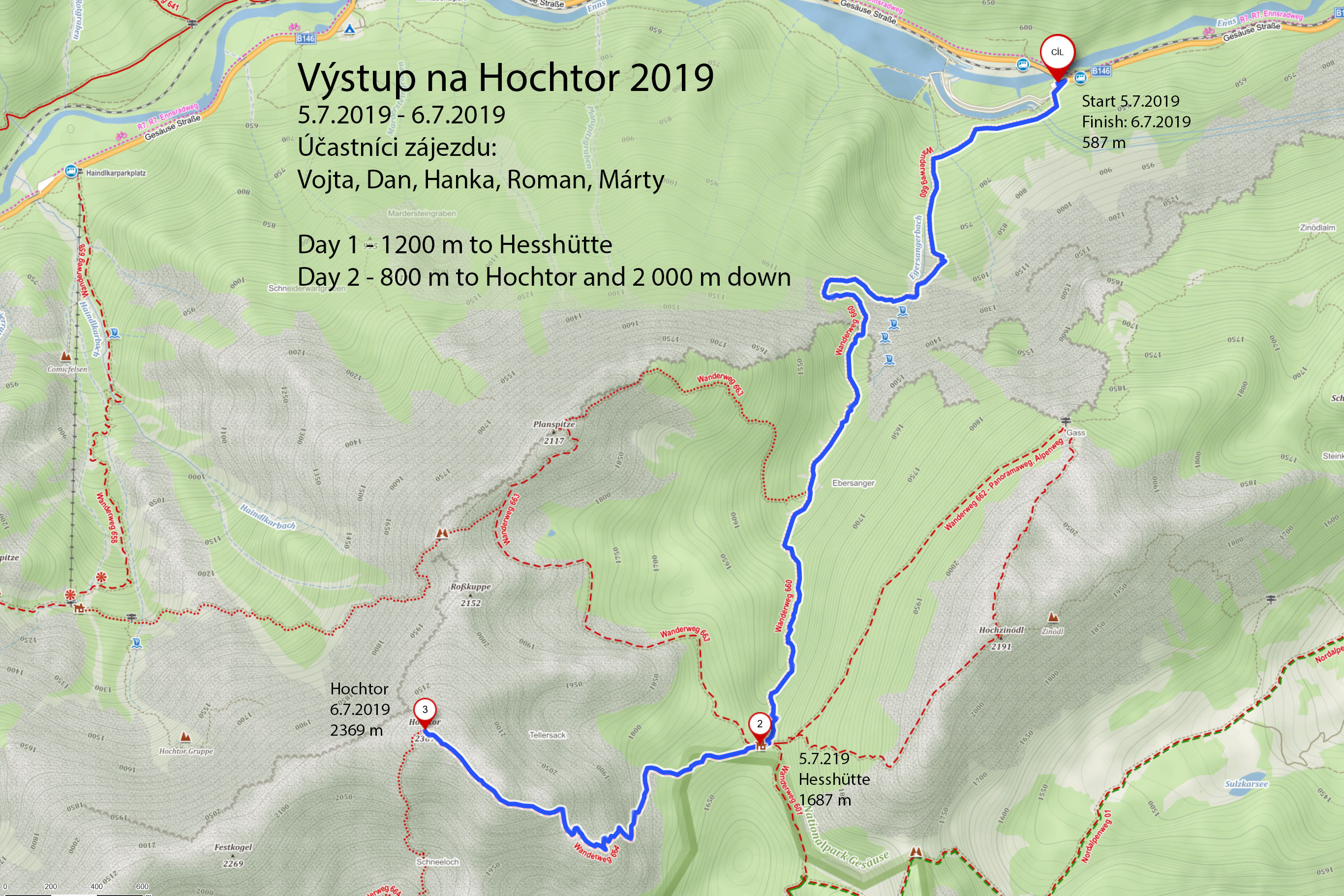 1 - mapa cesty Hochtor
